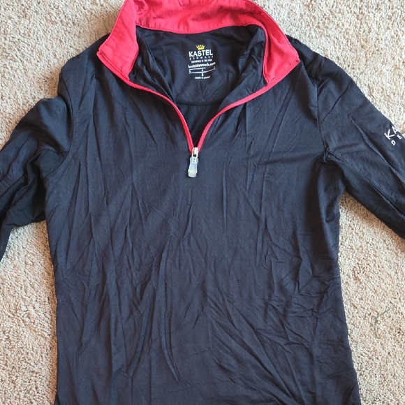 Kastel Quarter-Zip Black and Red Pullover Size Small - Picture 1 of 3